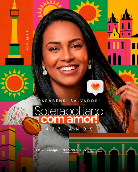 COMEMORAÇÃO ANIVERSÁRIO DE SALVADOR 29 DE MARÇO SOCIAL MEDIA PSD EDITÁVEL 7