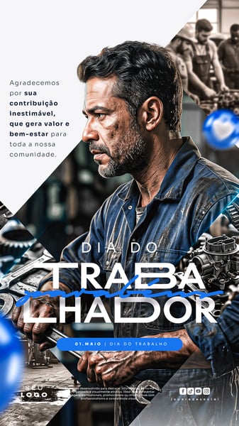 DIA DO TRABALHADOR 01 DE MAIO STORY SOCIAL MEDIA PSD EDITÁVEL 2