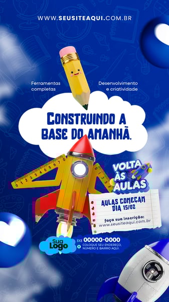 STORY ESCOLA VOLTA AS AULAS SOCIAL MEDIA PSD EDITÁVEL 9