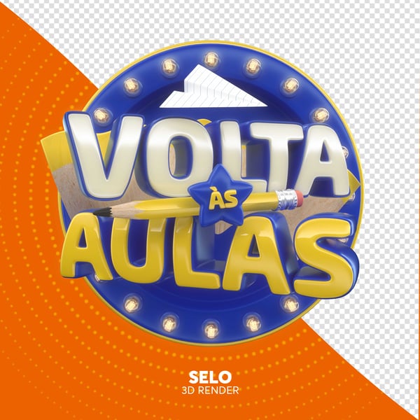 SELO 3D VOLTA ÀS AULAS ESCOLA PNG