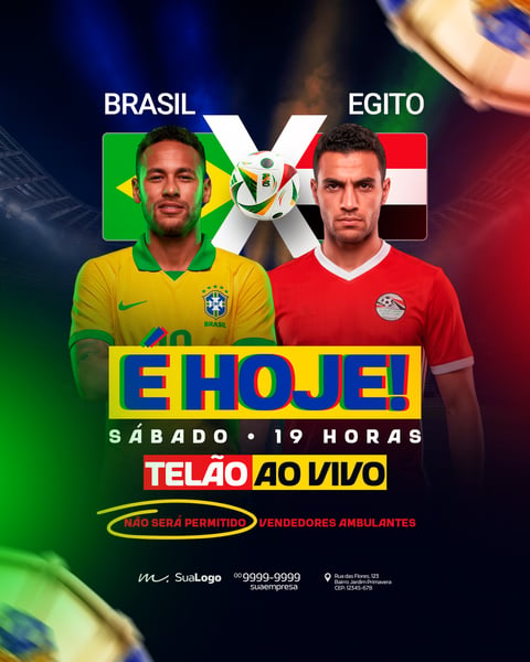 É HOJE BRASIL X EGITO 06 DE JUNHO NO TELÃO PSD EDITÁVEL