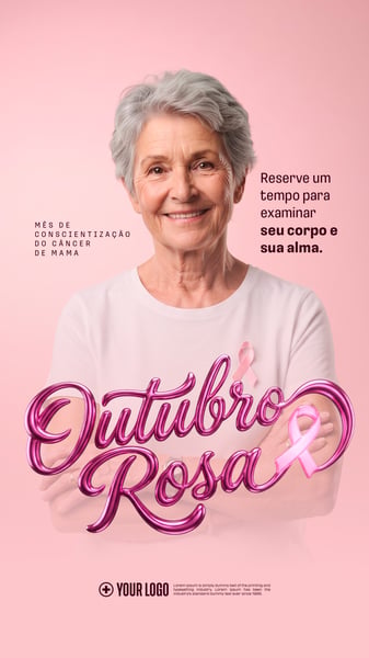 OUTUBRO ROSA PREVENÇÃO CÂNCER DE MAMA SOCIAL MEDIA FLYER PSD EDITÁVEL STORY