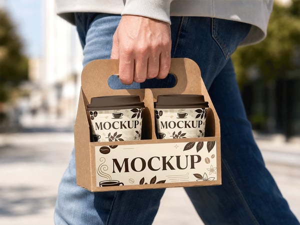 S suporte para copos mockup em mão ambiente externo