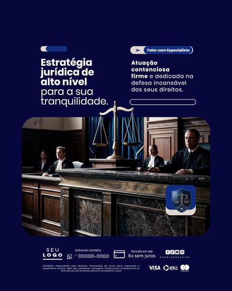 ESTRATÉGIA JURÍDICA CONTENCIOSO ADVOCACIA ADVOGADO SOCIAL MEDIA PSD EDITÁVEL