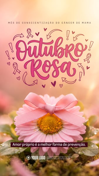APOIO OUTUBRO ROSA PREVENÇÃO CÂNCER SOCIAL MEDIA FLYER PSD EDITÁVEL STORY