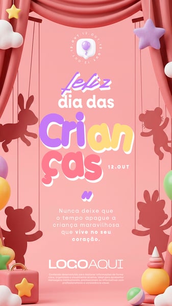 FELIZ DIA DAS CRIANÇAS SOCIAL MEDIA FLYER PSD EDITÁVEL STORY