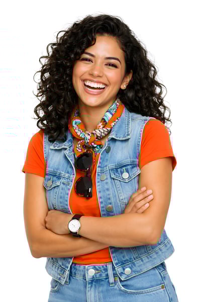 MULHER COM ROUPA LARANJA ÓCULOS ESCUROS 2