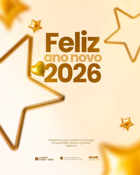 FUNDO FELIZ ANO NOVO 2026 DOURADO ESTRELAS BRILHANTES NATAL E FESTA