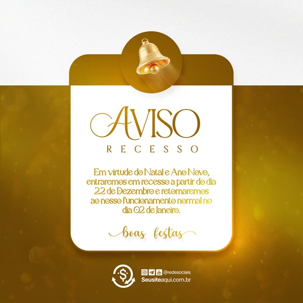 AVISO INFORME HORÁRIO COMUNICADO FELIZ NATAL ANO NOVO SOCIAL MEDIA PSD EDITÁVEL