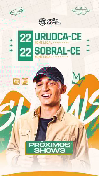 AHA 15 - JOÃO GOMES - AGENDA - PRÓXIMOS SHOWS FLYER - STORY