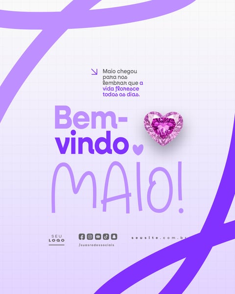 BEM VINDO MAIO SAUDAÇÃO MÊS SOCIAL MEDIA POST EDITÁVEL FEED