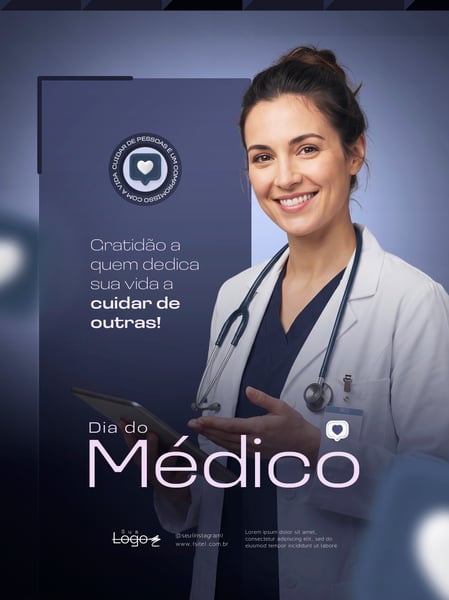 DIA DO MÉDICO HOMENAGEM E SAÚDE SOCIAL MEDIA FLYER PSD EDITÁVEL