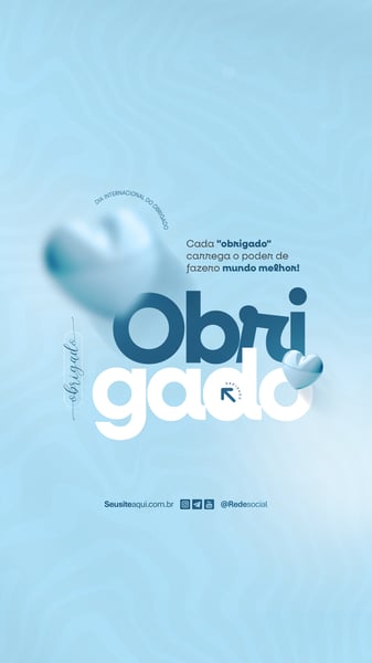 DIA INTERNACIONAL DO OBRIGADO 11 DE JANEIRO DIA DO OBRIGADO SOCIAL MEDIA PSD EDITÁVEL