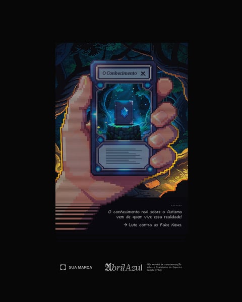 Campanha Abril Azul Conscientização Espectro Autista TEA Conhecimento e Informação Social Media PSD Editável