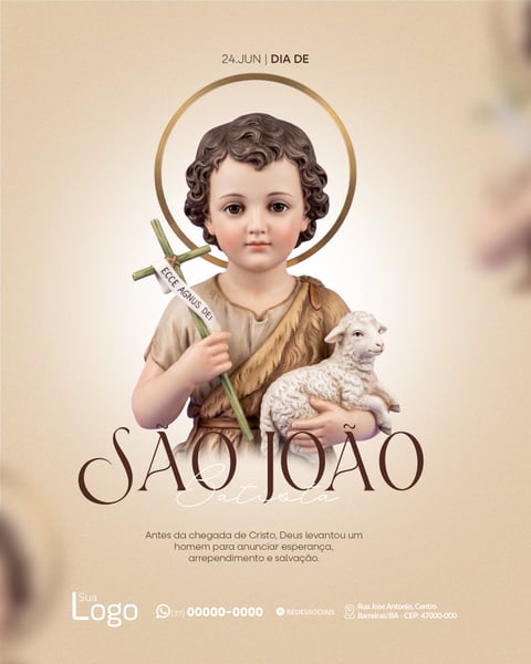 DIA DE SÃO JOÃO BATISTA 24 DE JUNHO SOCIAL MEDIA PSD EDITÁVEL 1
