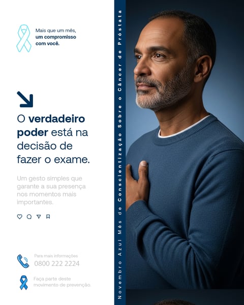 Novembro Azul: Homem Maduro Conscientizando Sobre Câncer De Próstata, Prevenção E Saúde Masculina Social Media PSD Editável