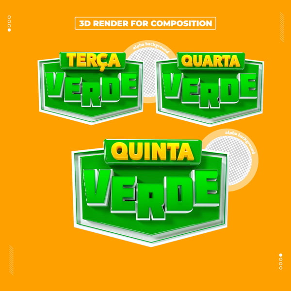 SELO 3D TERÇA QUARTA QUINTA VERDE PARA COMPOSIÇÃO