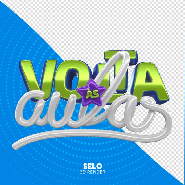 SELO 3D VOLTA ÀS AULAS ESCOLA PNG
