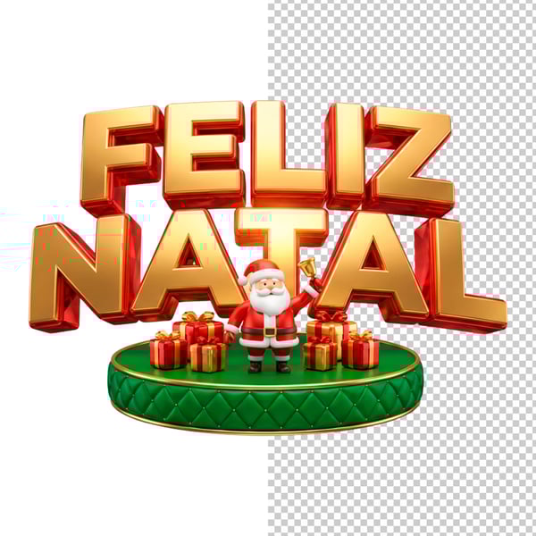 SELO 3D FELIZ NATAL EM PNG TRANSPARENTE