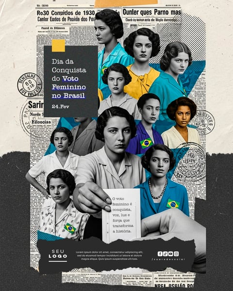 DIA DA CONQUISTA DO VOTO FEMININO NO BRASIL 24 DE FEVEREIRO SOCIAL MEDIA PSD EDITÁVEL 1