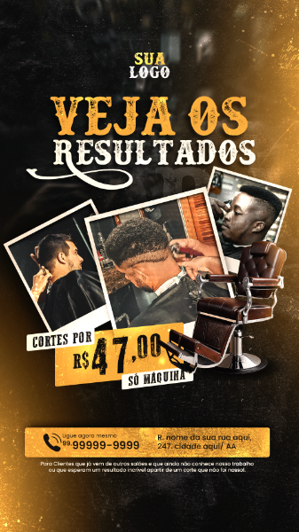 STORIES BARBEARIA SOCIAL MEDIA POST - VEJA OS RESULTADOS DOS NOSSOS CLIENTES