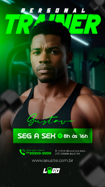 STORY ACADEMIA PERSONAL TRAINER CONTRATADO HORÁRIO  SOCIAL MEDIA PSD