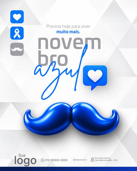 NOVEMBRO AZUL MÊS DE COMBATE AO CÂNCER DE PRÓSTATA SOCIAL MEDIA PSD EDITÁVEL 5