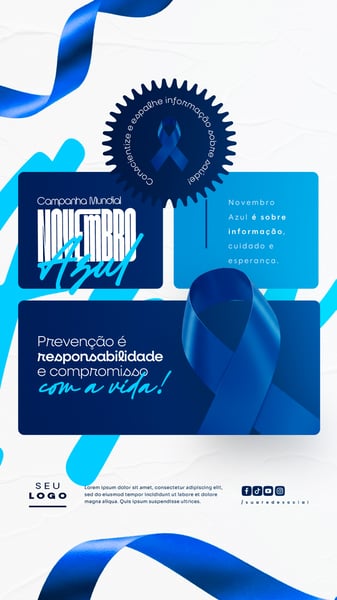 NOVEMBRO AZUL MÊS DE COMBATE AO CÂNCER DE PRÓSTATA CAMPANHA MUNDIAL DE SAÚDE SOCIAL MEDIA PSD EDITÁVEL STORY 3