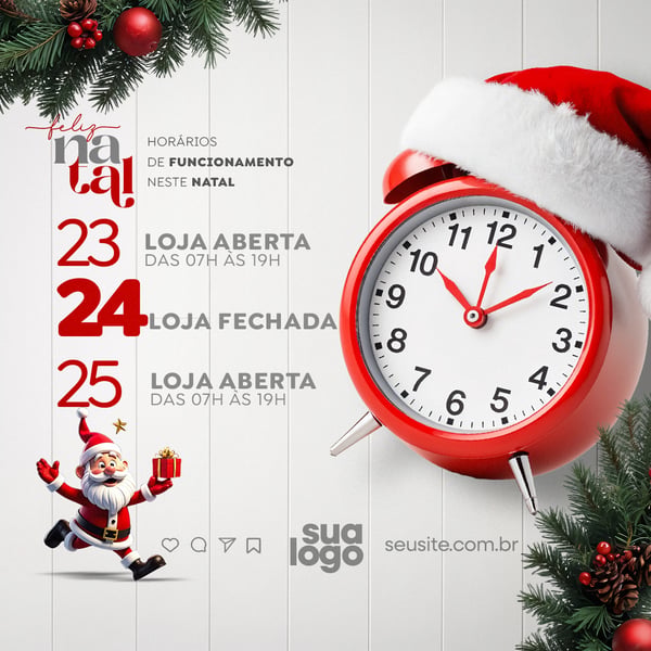 Horário de Natal Post Social Media PSD Editável