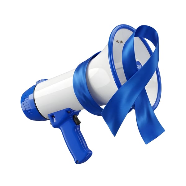 MEGAPHONE AZUL FITA CAMPANHA DE CONSCIENTIZAÇÃO SOBRE A SAÚDE
