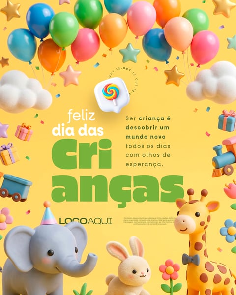 COMEMORAÇÃO DIA DAS CRIANÇAS COLORIDO SOCIAL MEDIA FLYER PSD EDITÁVEL
