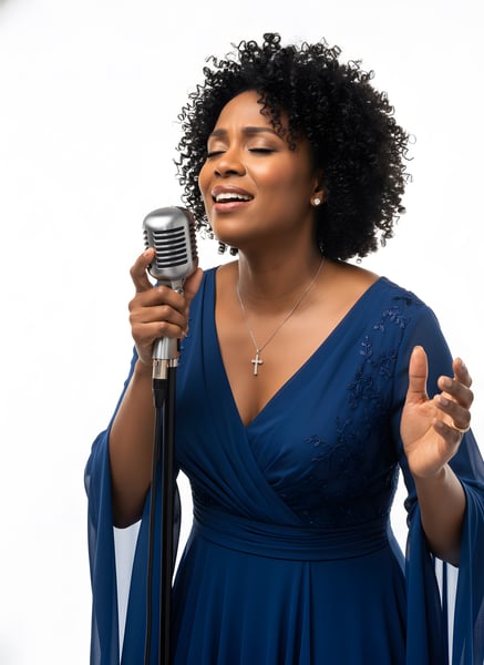 MULHER CANTORA GOSPEL COM MICROFONE CANTANDO 03