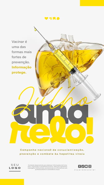 Julho Amarelo Campanha de prevenção e combate às hepatites virais Story Social Media PSD Editável 4