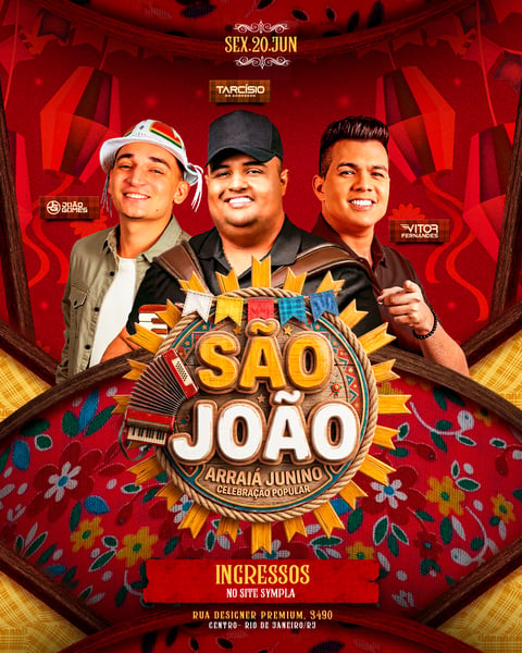FLYER PARA EVENTOS SÃO JOÃO ARRAIÁ FESTA JUNINA TRIO FEED