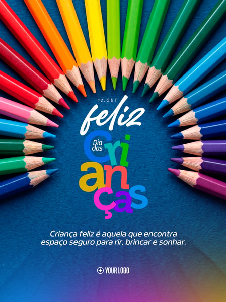 DIA DAS CRIANÇAS LÁPIS COLORIDOS SOCIAL MEDIA FLYER PSD EDITÁVEL
