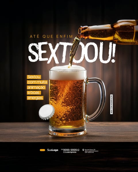 Sextou Final de Semana Happy hour Social Media PSD Editável 1