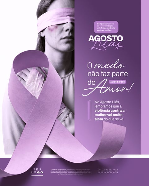 AGOSTO LILÁS CAMPANHA DE CONSCIENTIZAÇÃO PELO FIM DA VIOLÊNCIA CONTRA A MULHER SOCIAL MEDIA PSD EDITÁVEL 1