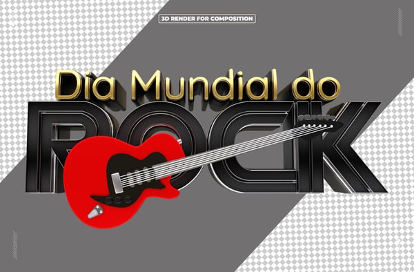 SELO 3D DIA MUNDIAL DO ROCK PARA REDES SOCIAIS