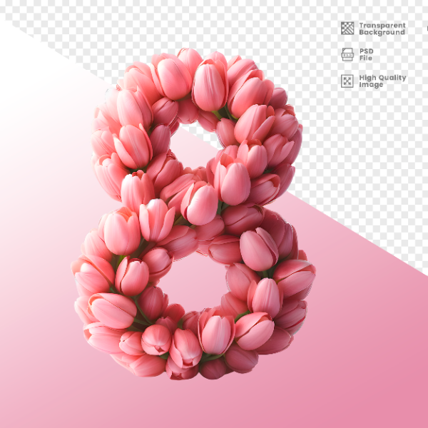 DIA DA MULHER -  ELEMENTO 3D NÚMERO 8 PARA COMPOSIÇÃO