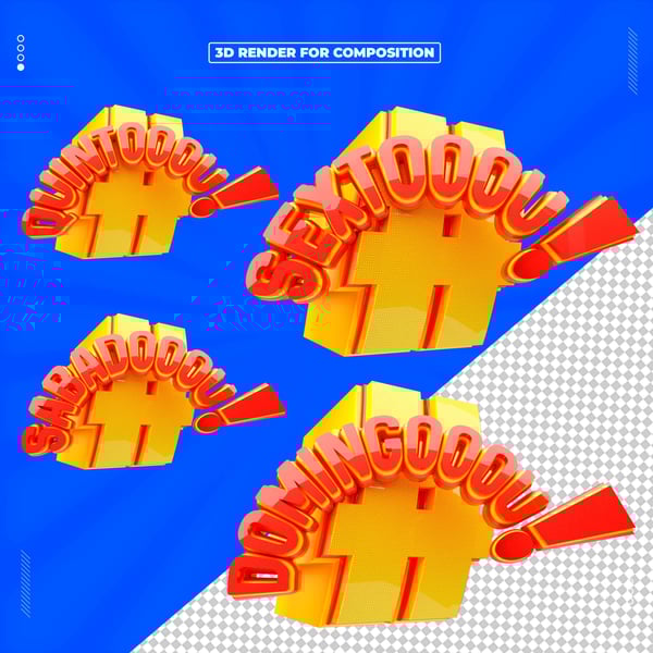 SELO 3D QUINTOU SEXTOU SABADOU DOMINGOU PARA COMPOSIÇÃO