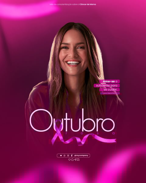 OUTUBRO ROSA MÊS DE CONSCIENTIZAÇÃO SOBRE O CÂNCER DE MAMA SOCIAL MEDIA FLYER PSD EDITÁVEL