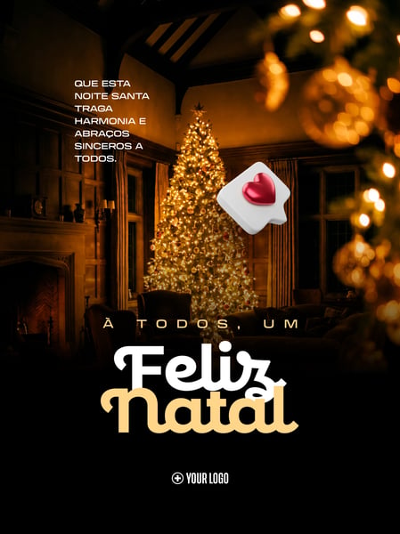 FELIZ NATAL ÁRVORE ILUMINADA NOITE SANTA SOCIAL MEDIA FLYER PSD EDITÁVEL