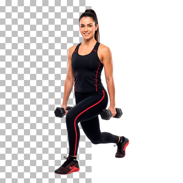 MULHER COM ROUPA DE ACADEMIA LEVANTANDO PESOS PSD EDITÁVEL