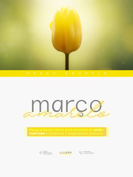 MARÇO AMARELO CONSCIENTIZAÇÃO SOBRE A ENDOMETRIOSE SOCIAL MEDIA PSD EDITÁVEL 2