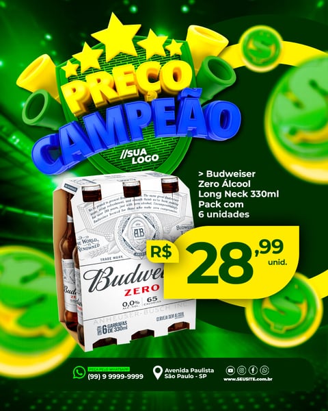 Post Instagram Preço Campeão Copa do Mundo PSD Editável