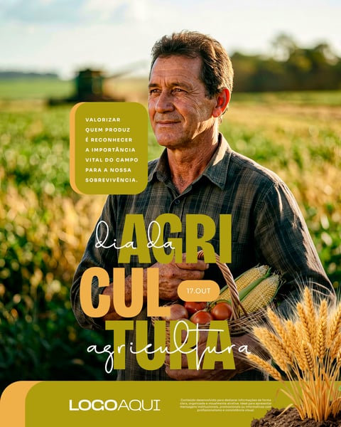 DIA DA AGRICULTURA AGRICULTOR COLHEITA SOCIAL MEDIA FLYER PSD EDITÁVEL