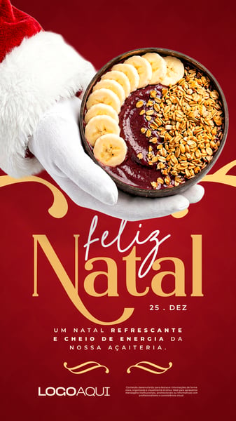 FELIZ NATAL AÇAÍ COM BANANA SOCIAL MEDIA FLYER PSD EDITÁVEL STORY