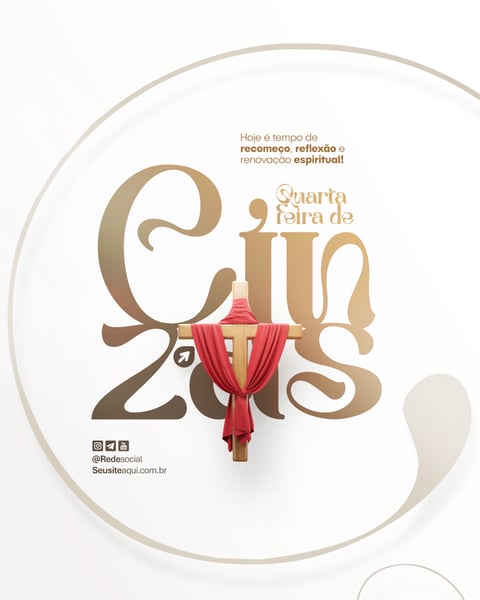 QUARTA-FEIRA DE CINZAS QUARESMA CRISTÃO CATÓLICO SOCIAL MEDIA PSD EDITÁVEL