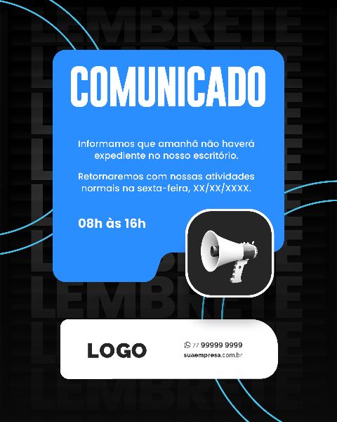 SOCIAL MEDIA PARA AVISOS E COMUNICADOS - AZUL