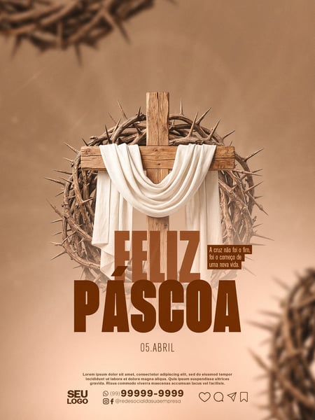 FELIZ PÁSCOA CRISTÃ 05 DE ABRIL SOCIAL MEDIA PSD EDITÁVEL 10